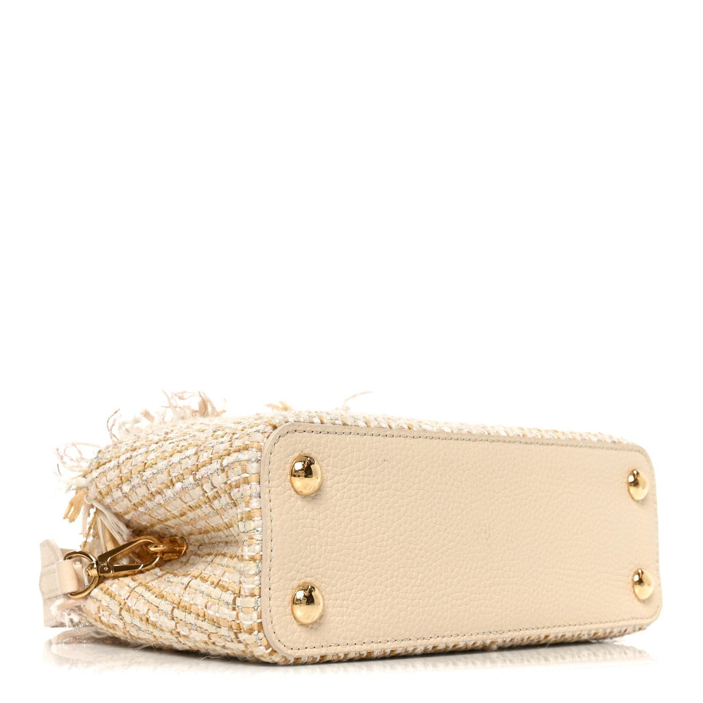 Tweed Taurillon Capucines BB Beige