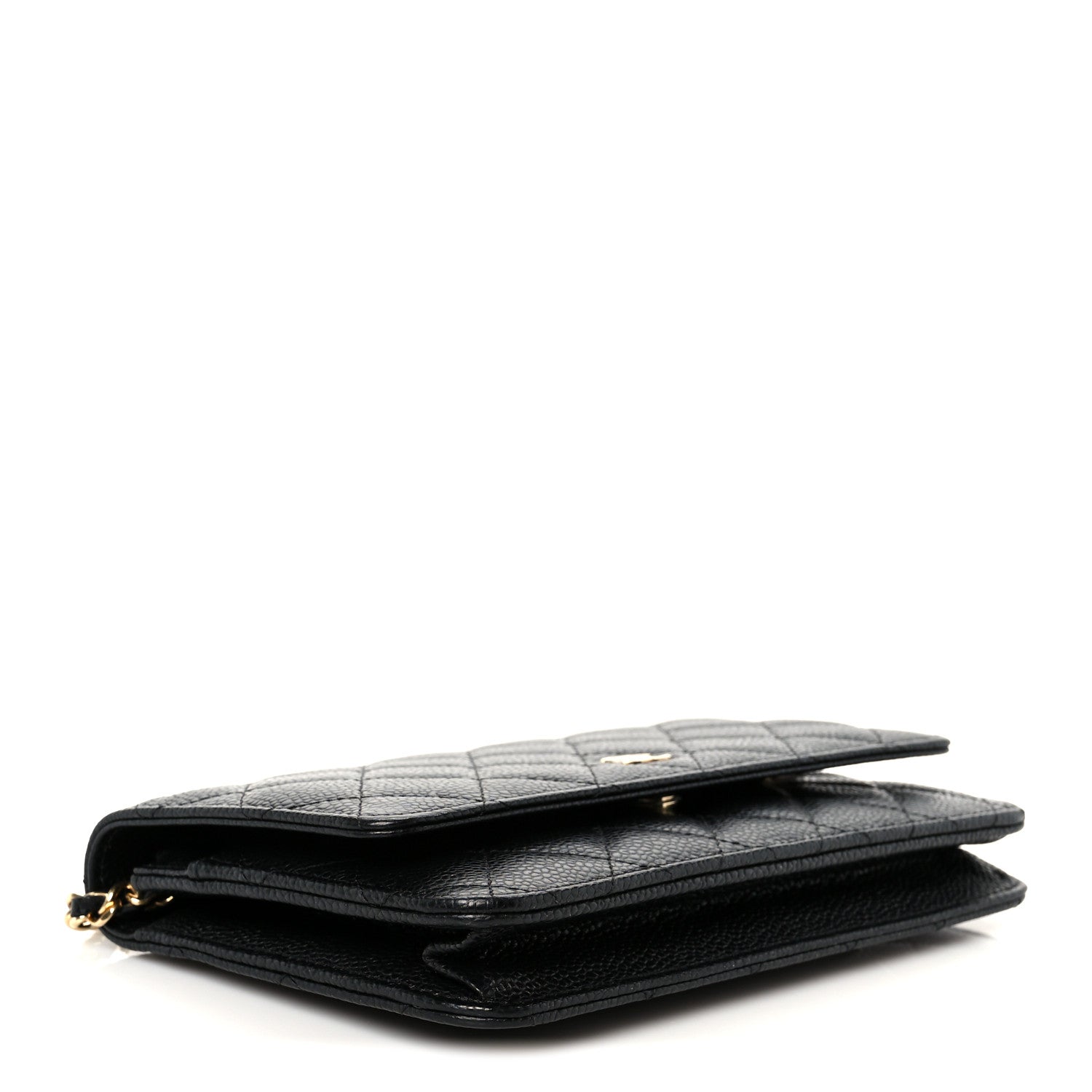 Caviar Quilted Wallet on Chain WOC Black