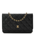 Caviar Quilted Wallet on Chain WOC Black