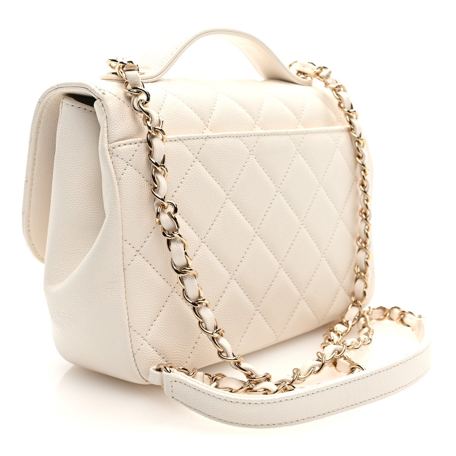 Caviar Quilted Medium Business Affinity Flap White