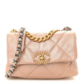 Shiny Lambskin Quilted Medium Chanel 19 Flap Beige