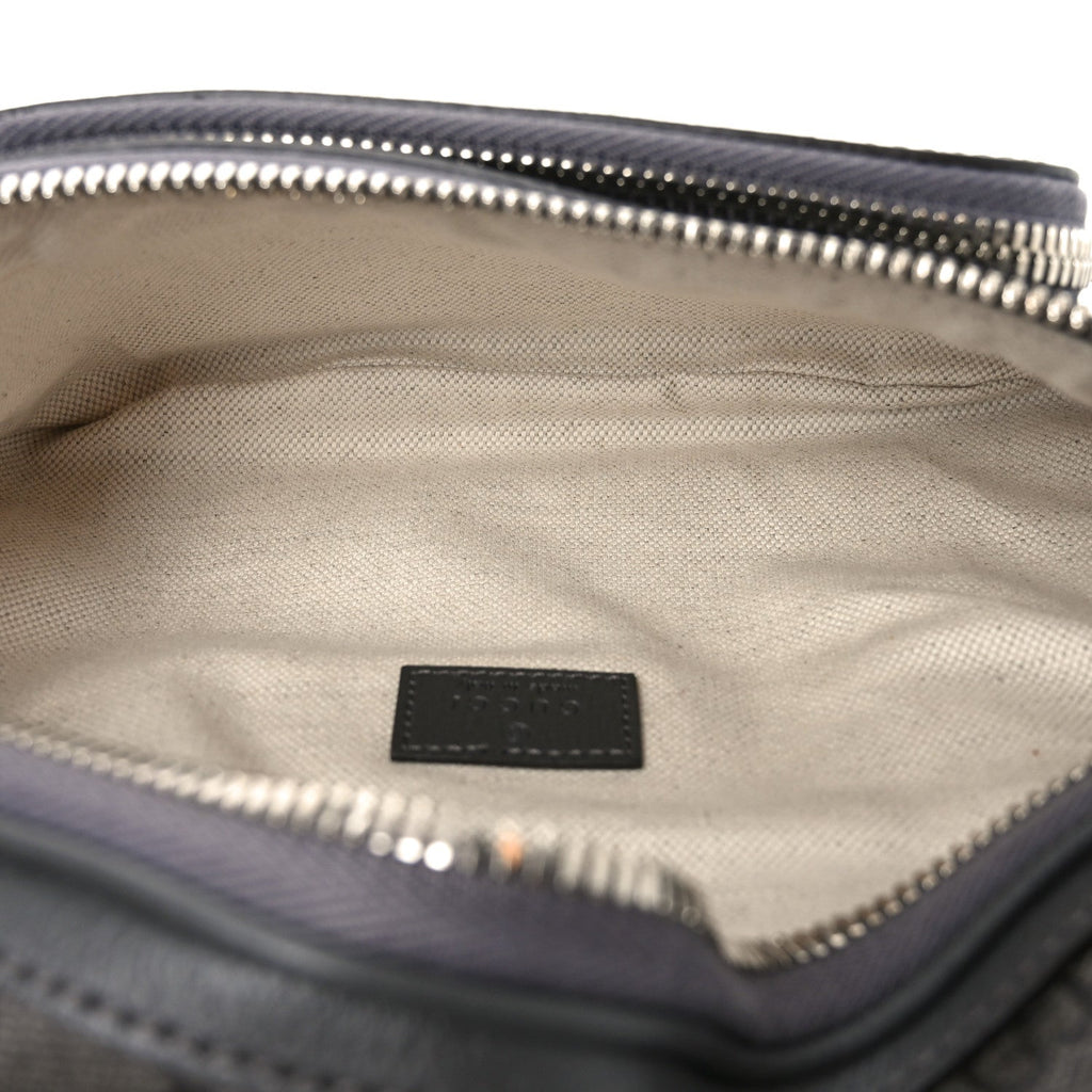 GG Supreme Monogram Textured Dollar Calfskin Ophidia Belt Bag Grey Black Graphite Grey