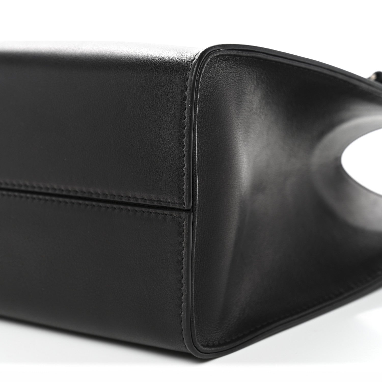 Polished Saddle Calfskin Small Alexia Bag Black