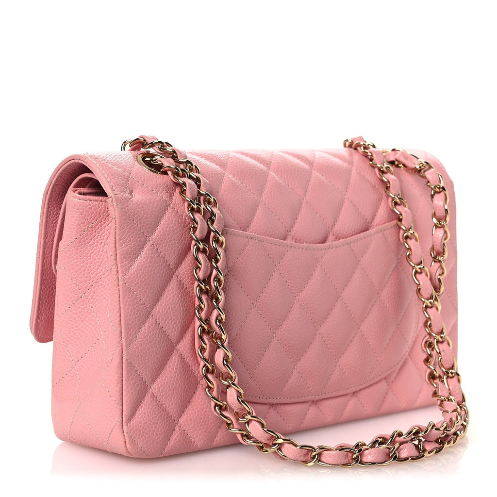 Caviar Quilted Medium Double Flap Pink