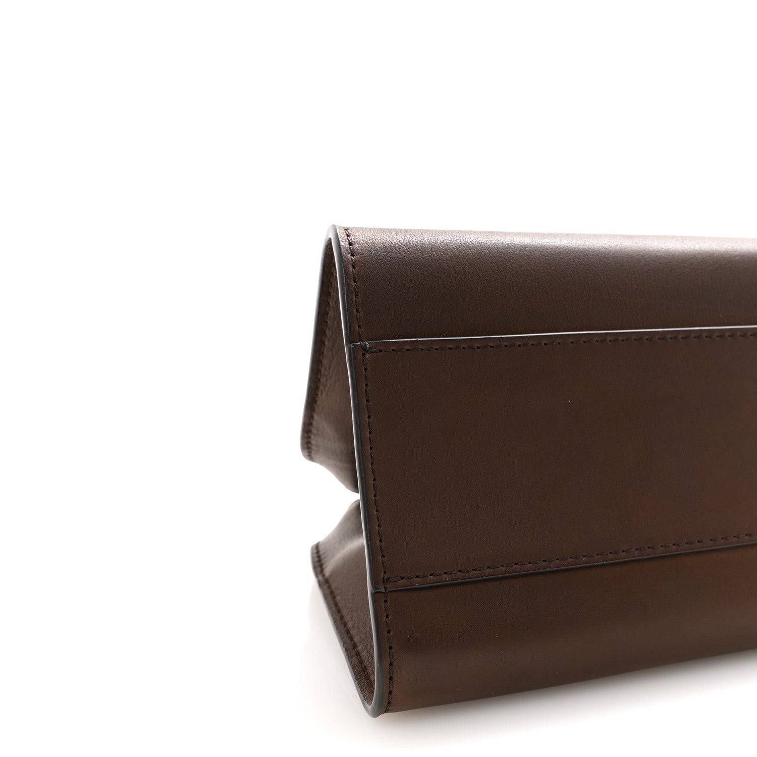Polished Saddle Calfskin Peggy Clutch Deep Brown
