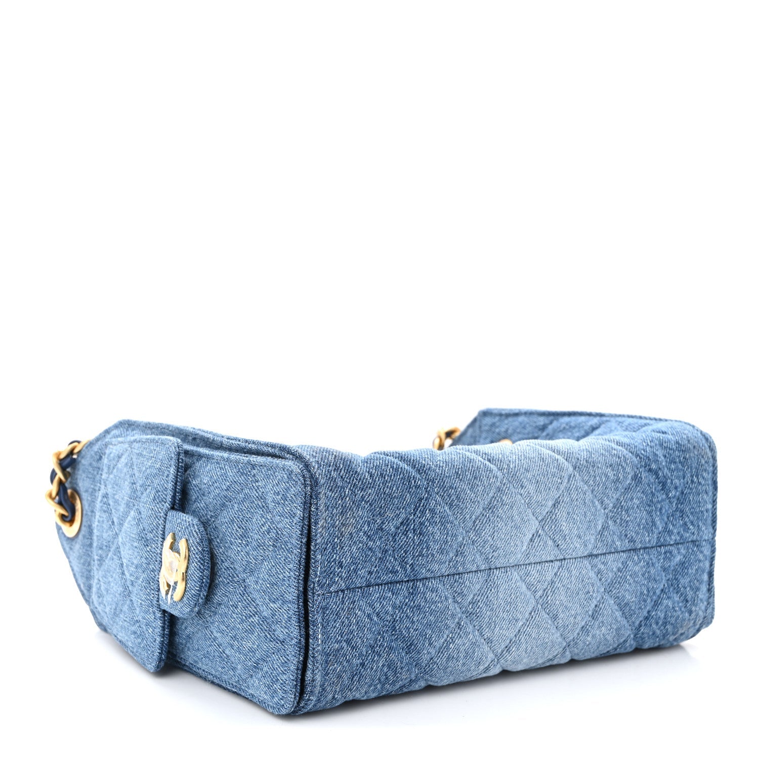Washed Denim Quilted Mini Chanel 25 Handbag Blue