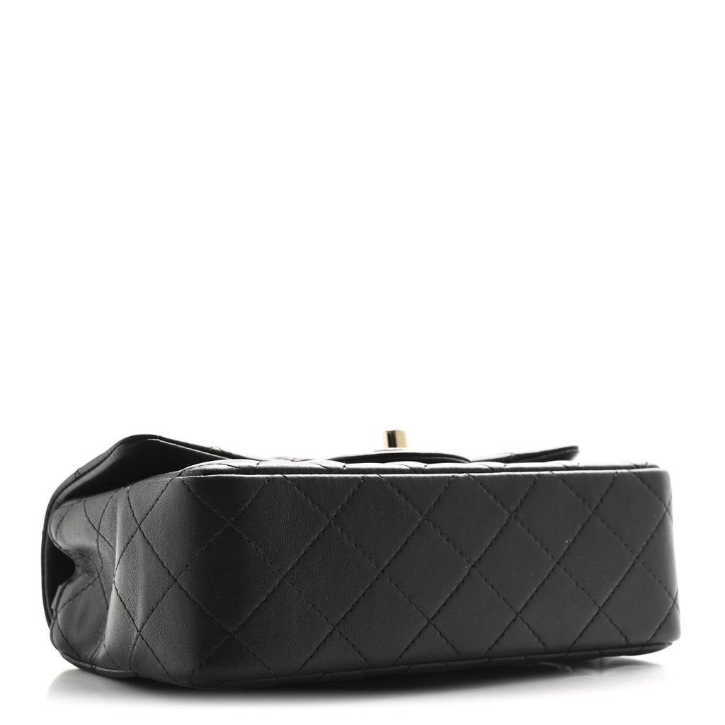 Lambskin Quilted Mini Rectangular Flap Black