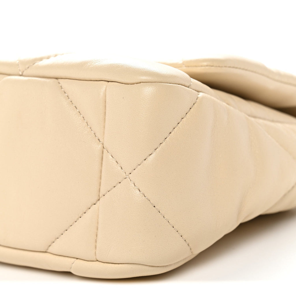 Lambskin Quilted Medium Chanel 19 Flap Beige