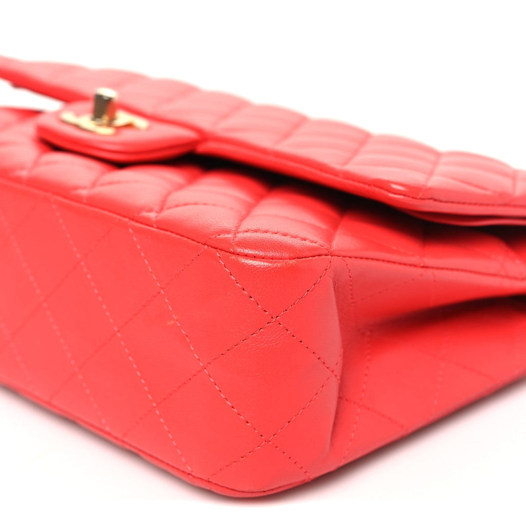 Lambskin Quilted Medium Double Flap Dark Pink