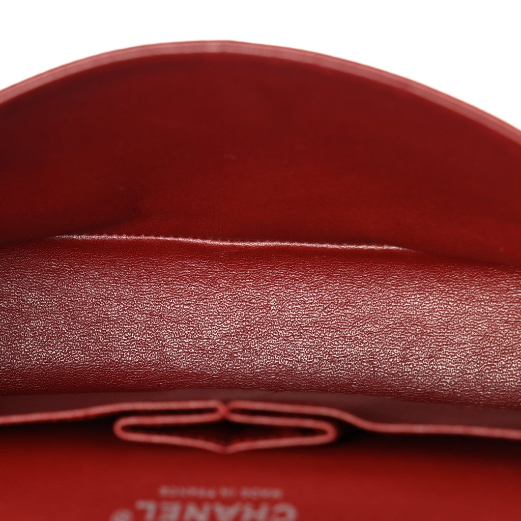 Lambskin Quilted Medium Double Flap Red