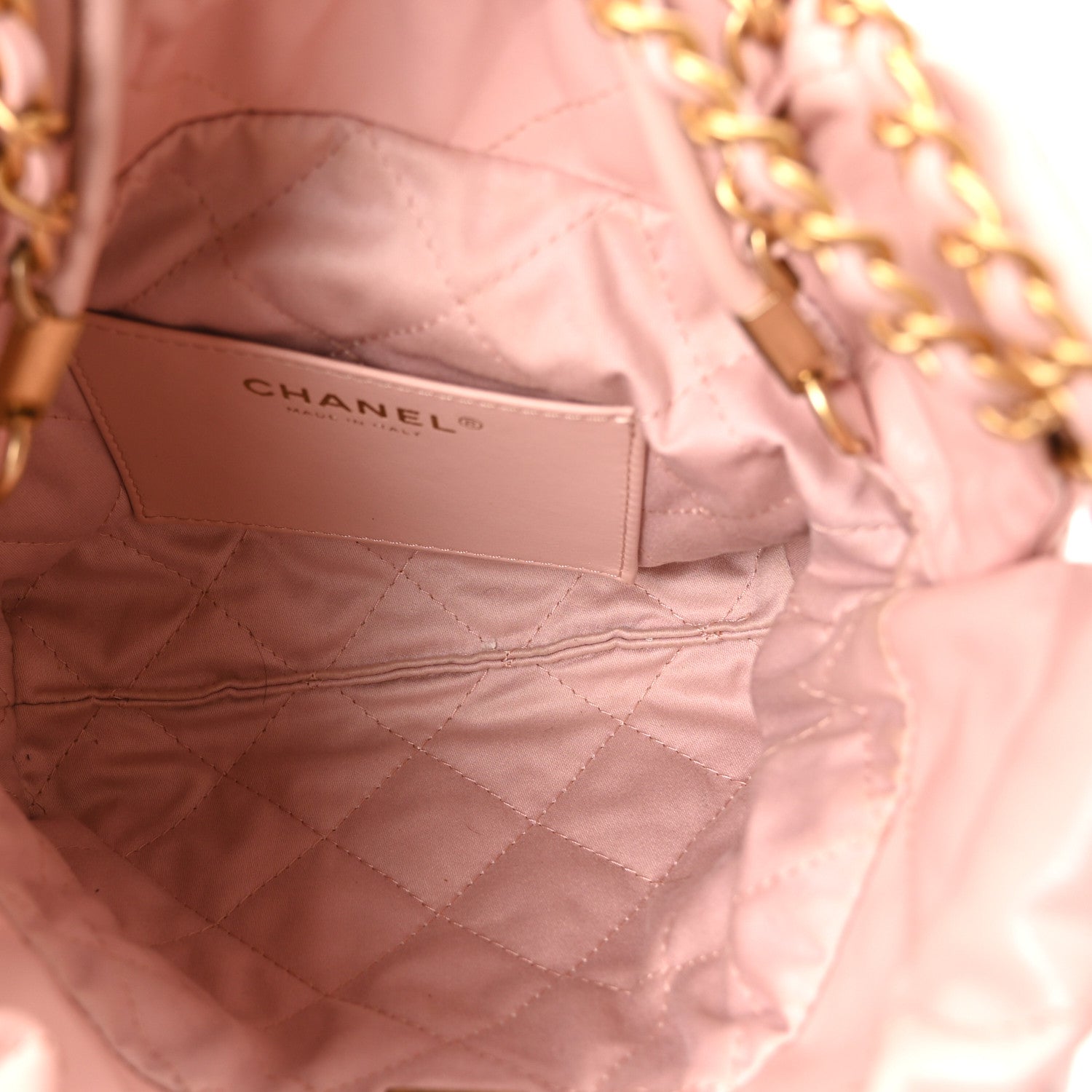 Shiny Calfskin Quilted Mini Chanel 22 Light Pink