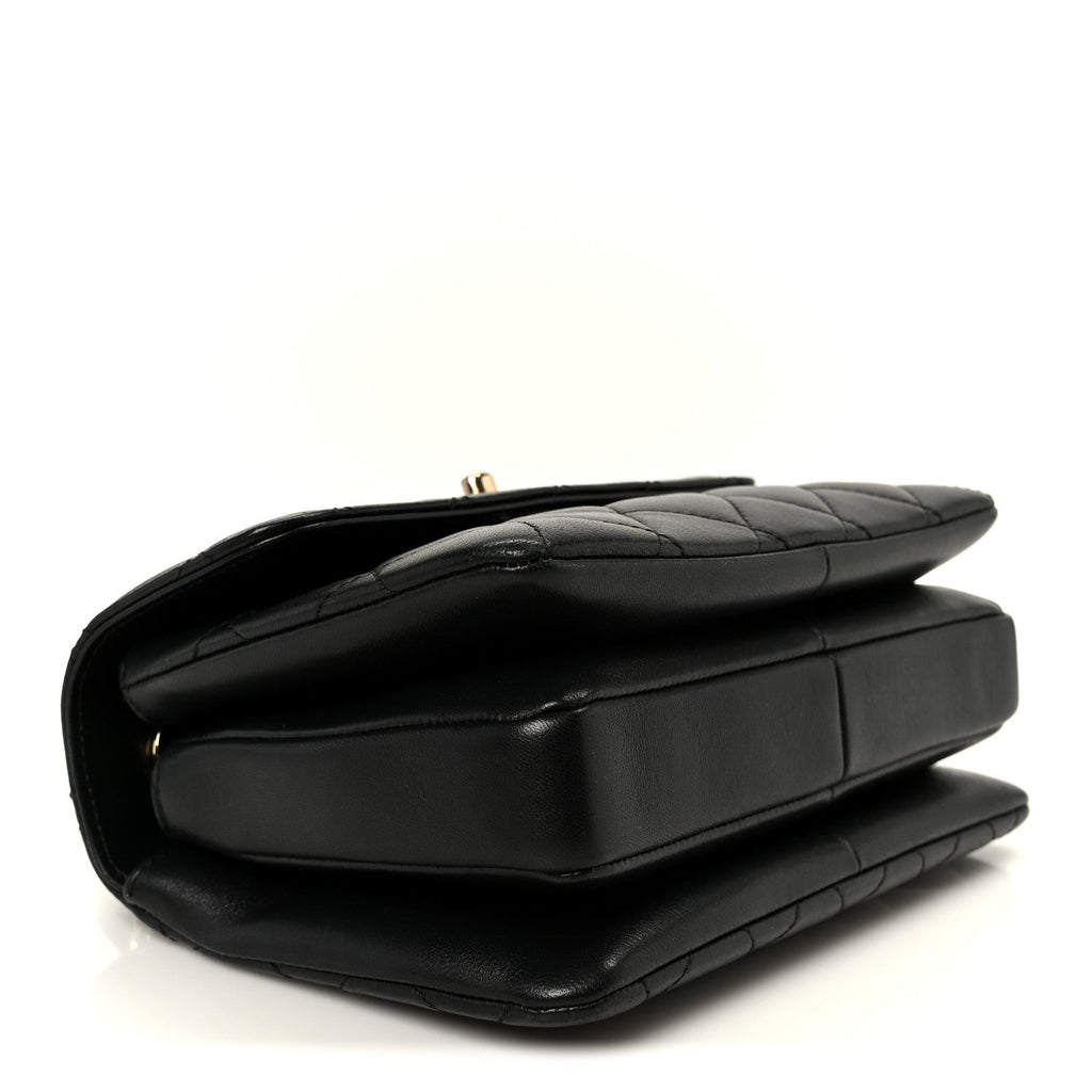 Lambskin Quilted Mini Trendy CC Dual Handle Flap Bag Black