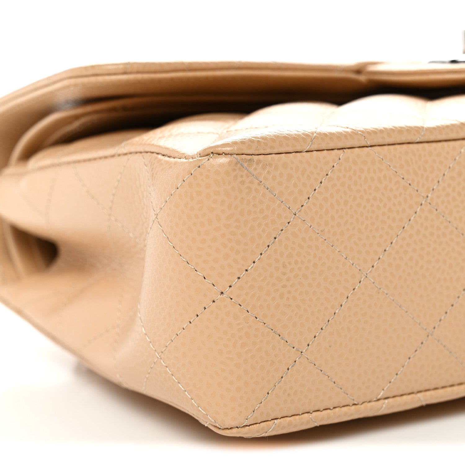 Caviar Quilted Small Double Flap Beige