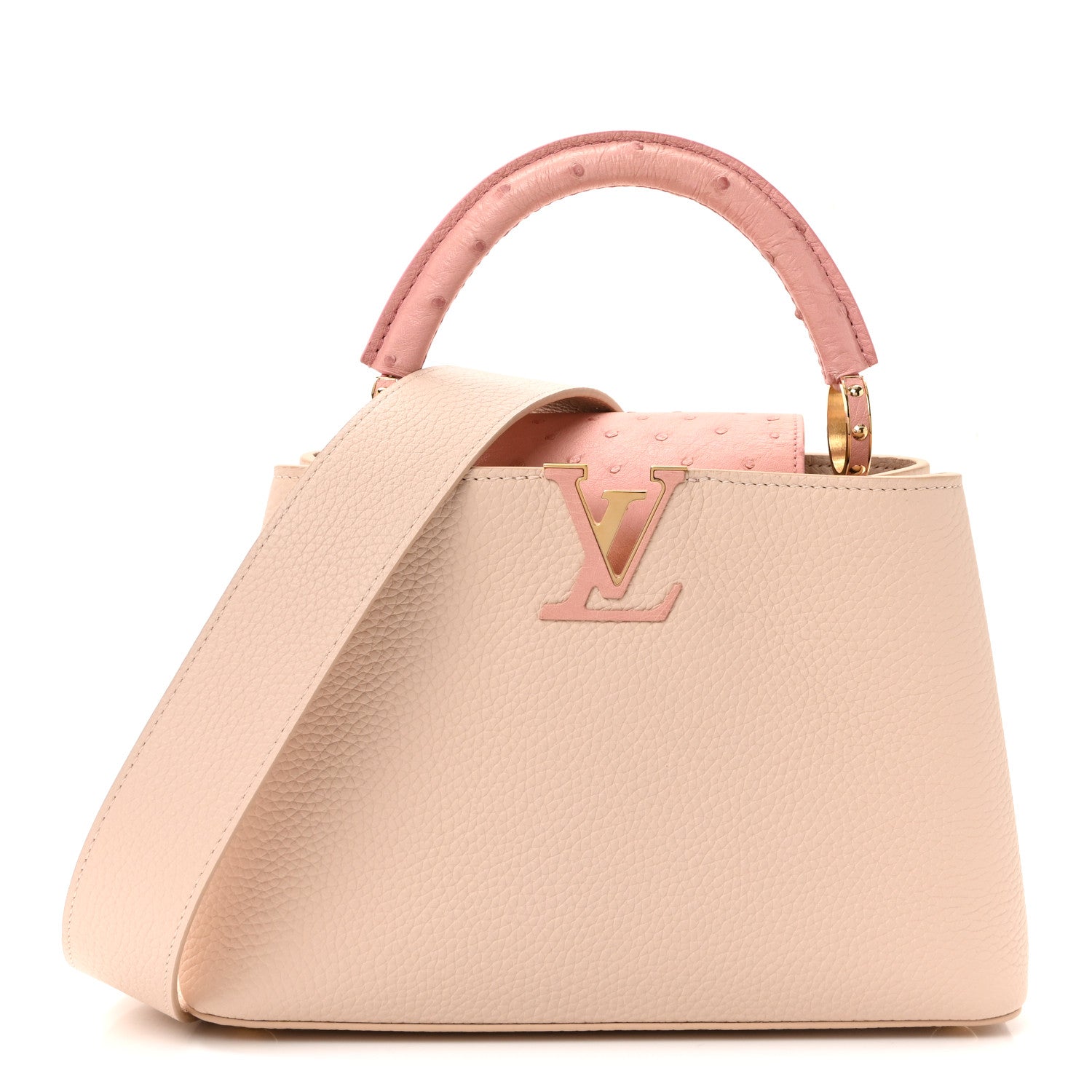 Taurillon Ostrich Capucines BB Powder Pink Beige