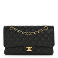 Caviar Quilted Medium Double Flap Black