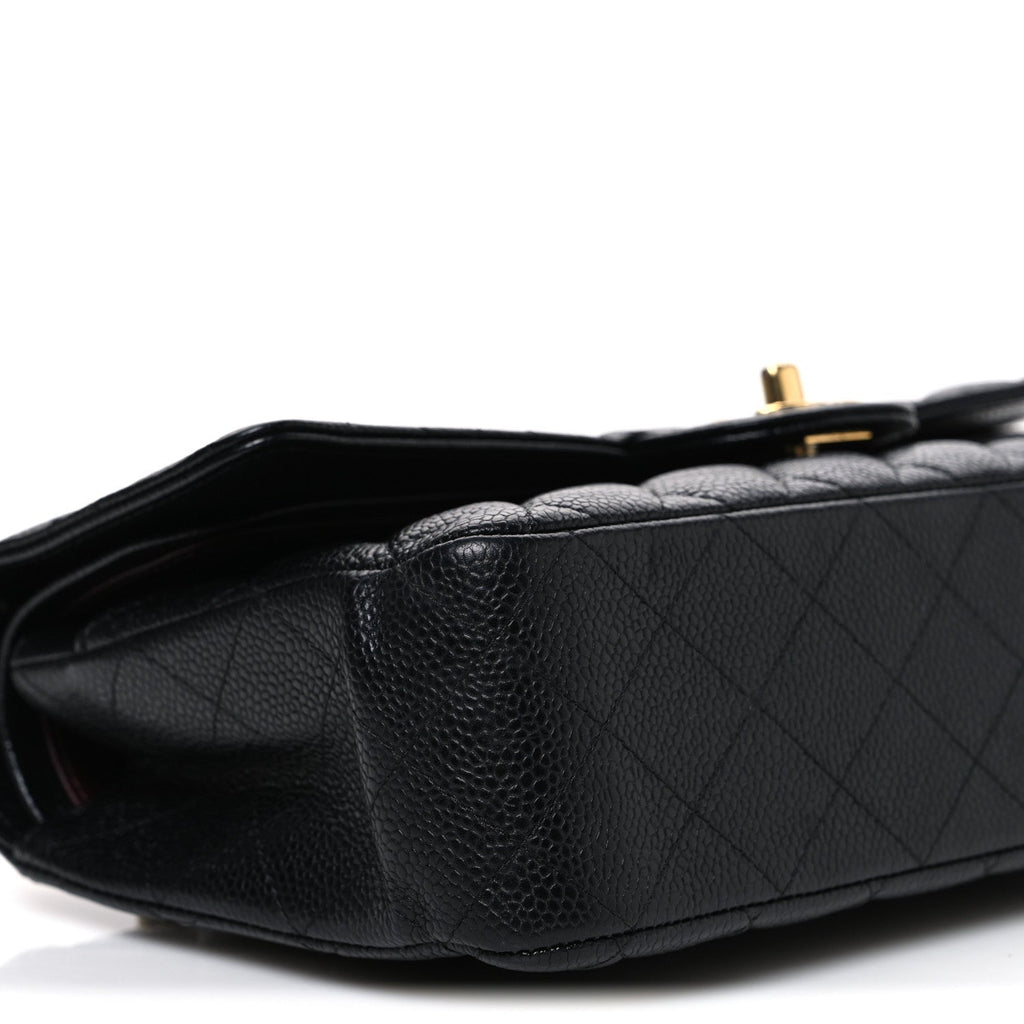 Caviar Quilted Medium Double Flap Black