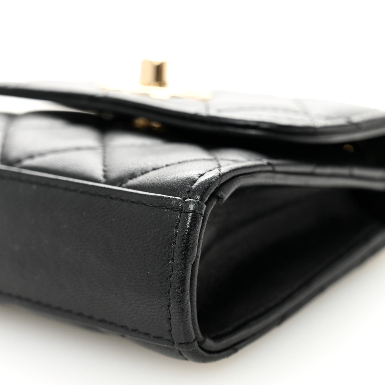 Lambskin Quilted Trendy CC Card Holder On Chain Black