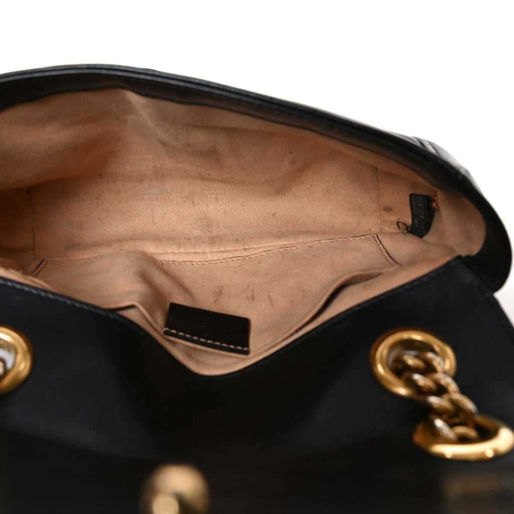 Calfskin Matelasse Mini GG Marmont Shoulder Bag Black