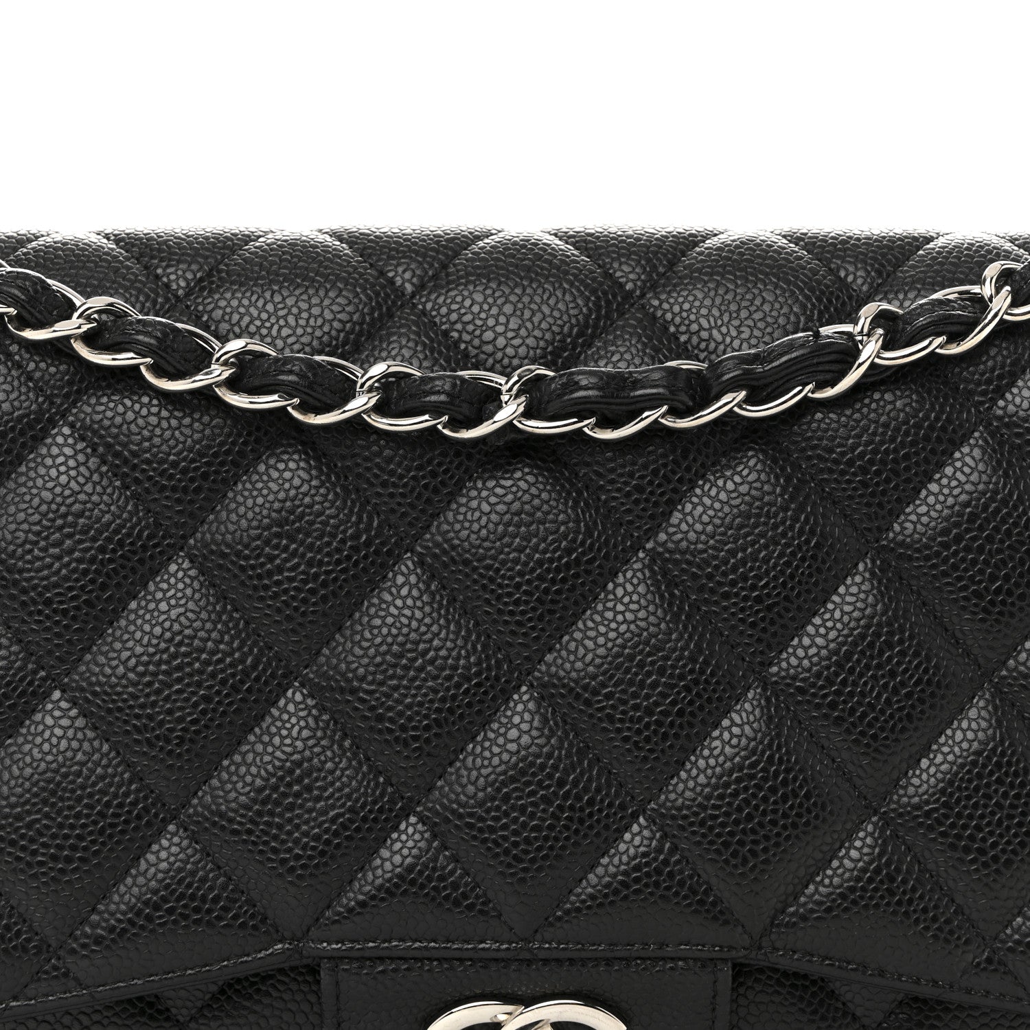 Caviar Quilted Jumbo Double Flap Black