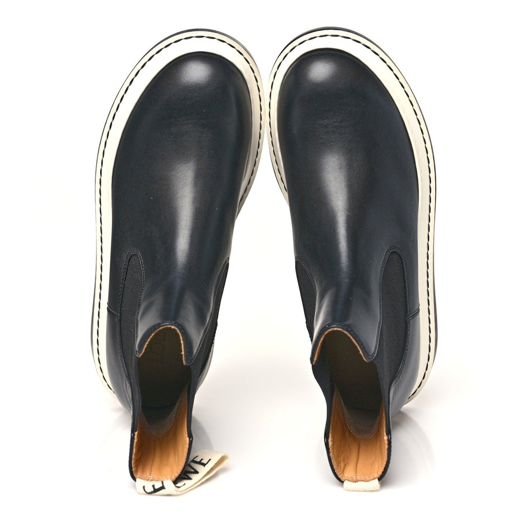 Calfskin Logo Chelsea Mens Boots 38 Black
