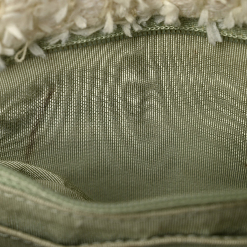 Tweed Quilted Mini Rectangular Flap Light Green Silver White
