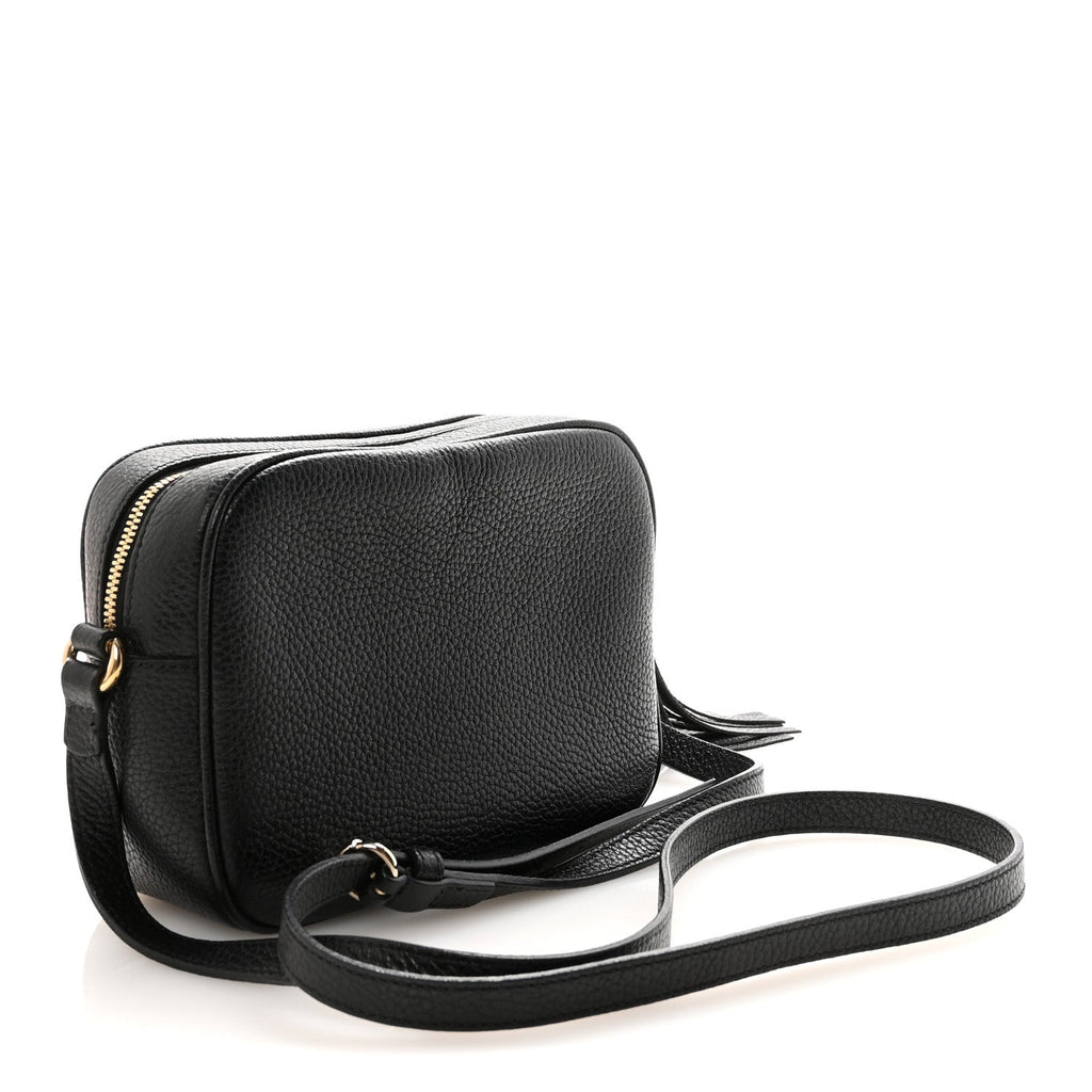 Pebbled Calfskin Small Soho Disco Bag Black