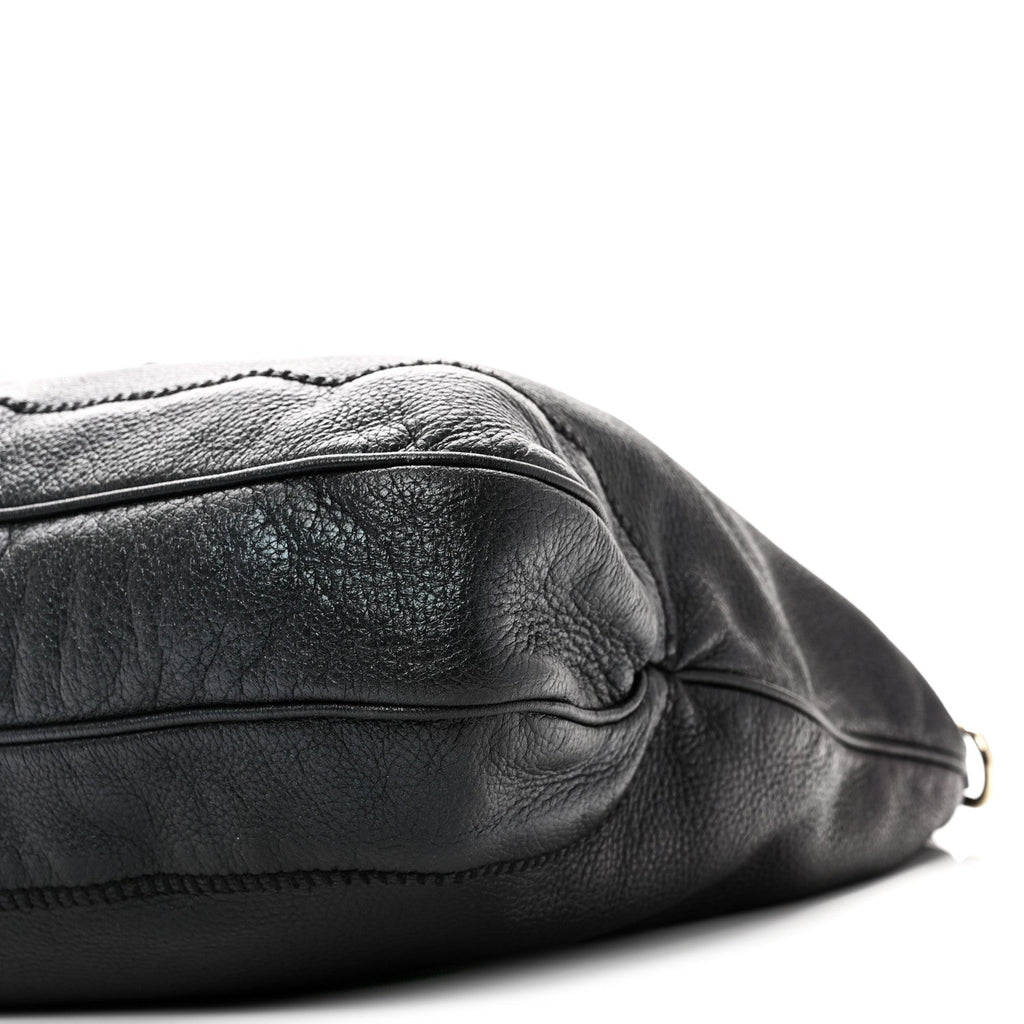 Pebbled Calfskin Medium New Jackie Shoulder Bag Black