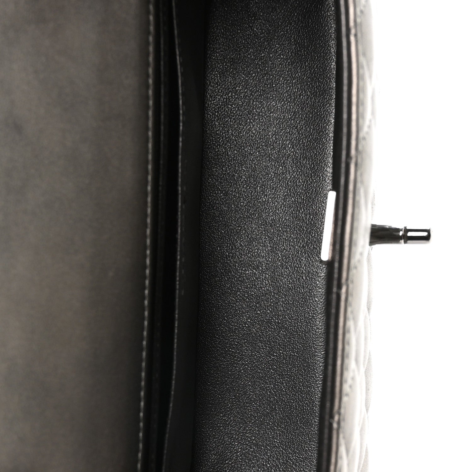 Metallic Lambskin Quilted Mini Rectangular Flap Silver