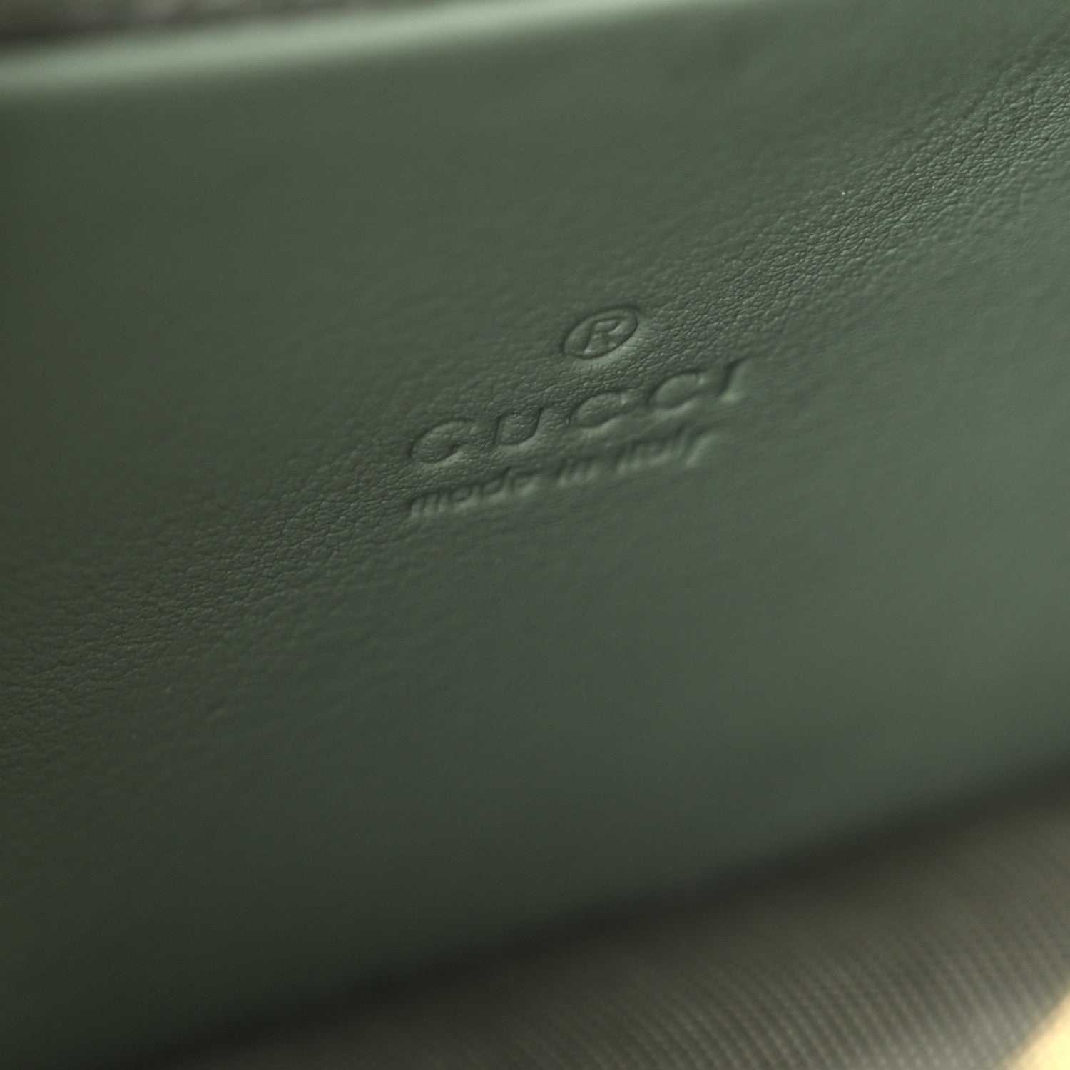 GG Supreme Monogram Textured Calfskin Emblem Wallet On Chain Sage Green