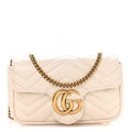 Calfskin Matelasse Super Mini GG Marmont Shoulder Bag White