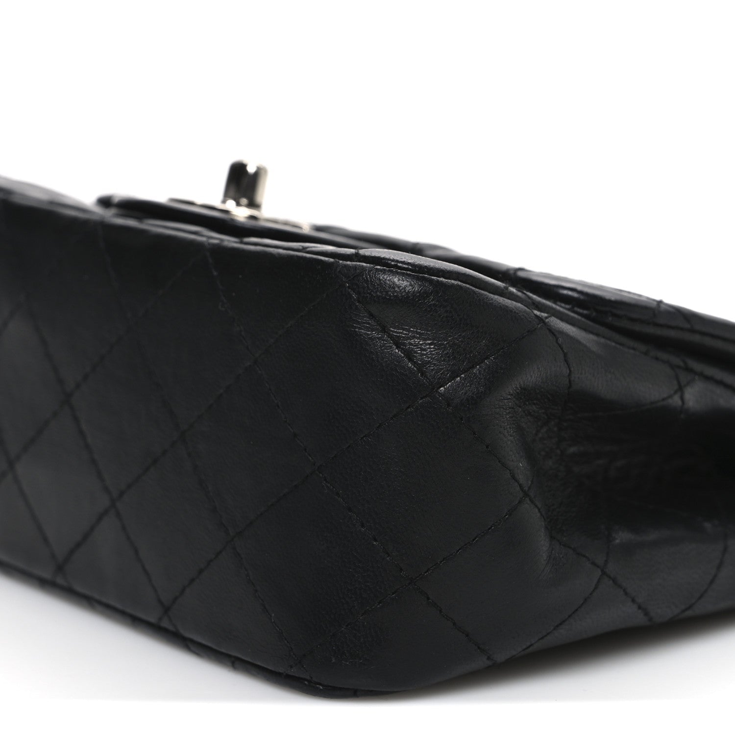 Lambskin Quilted Mini Square Flap Black