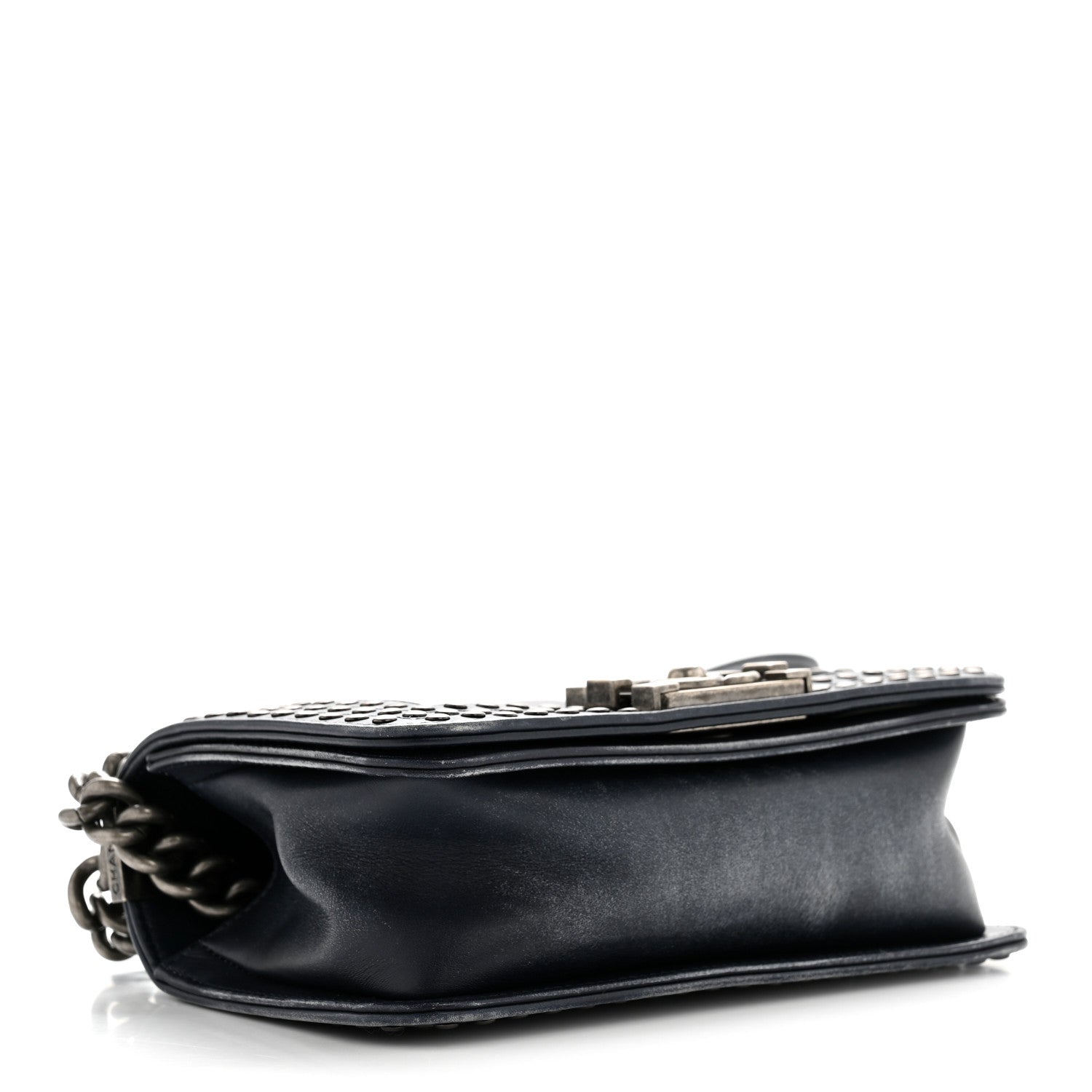 Faded Calfskin Quilted Small Studded Boy Flap Navy