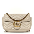Calfskin Matelasse Super Mini GG Marmont Shoulder Bag White