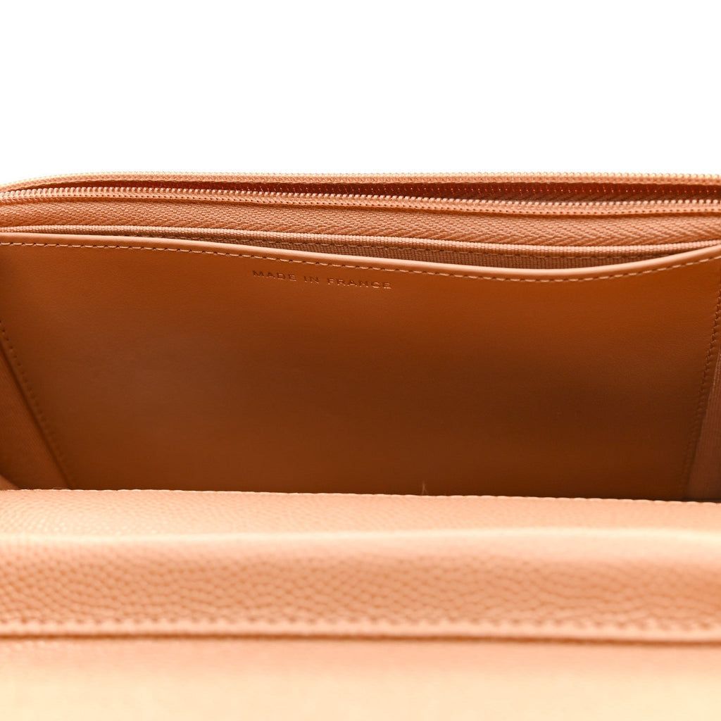Caviar Quilted Wallet on Chain WOC Dark Beige
