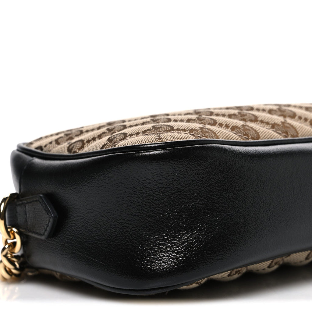 Monogram Matelasse Diagonal Small GG Marmont Chain Shoulder Bag Beige Black