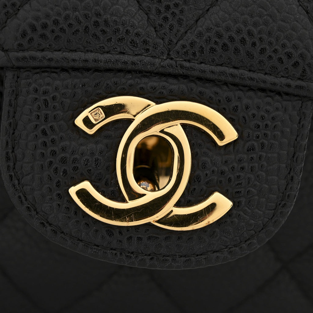 Caviar Quilted Small Double Flap Black