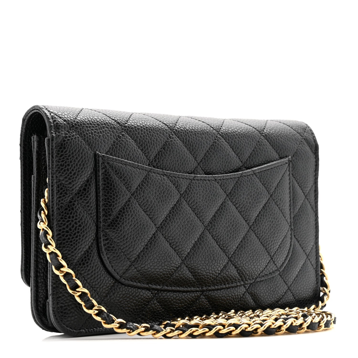 Caviar Quilted Wallet on Chain WOC Black