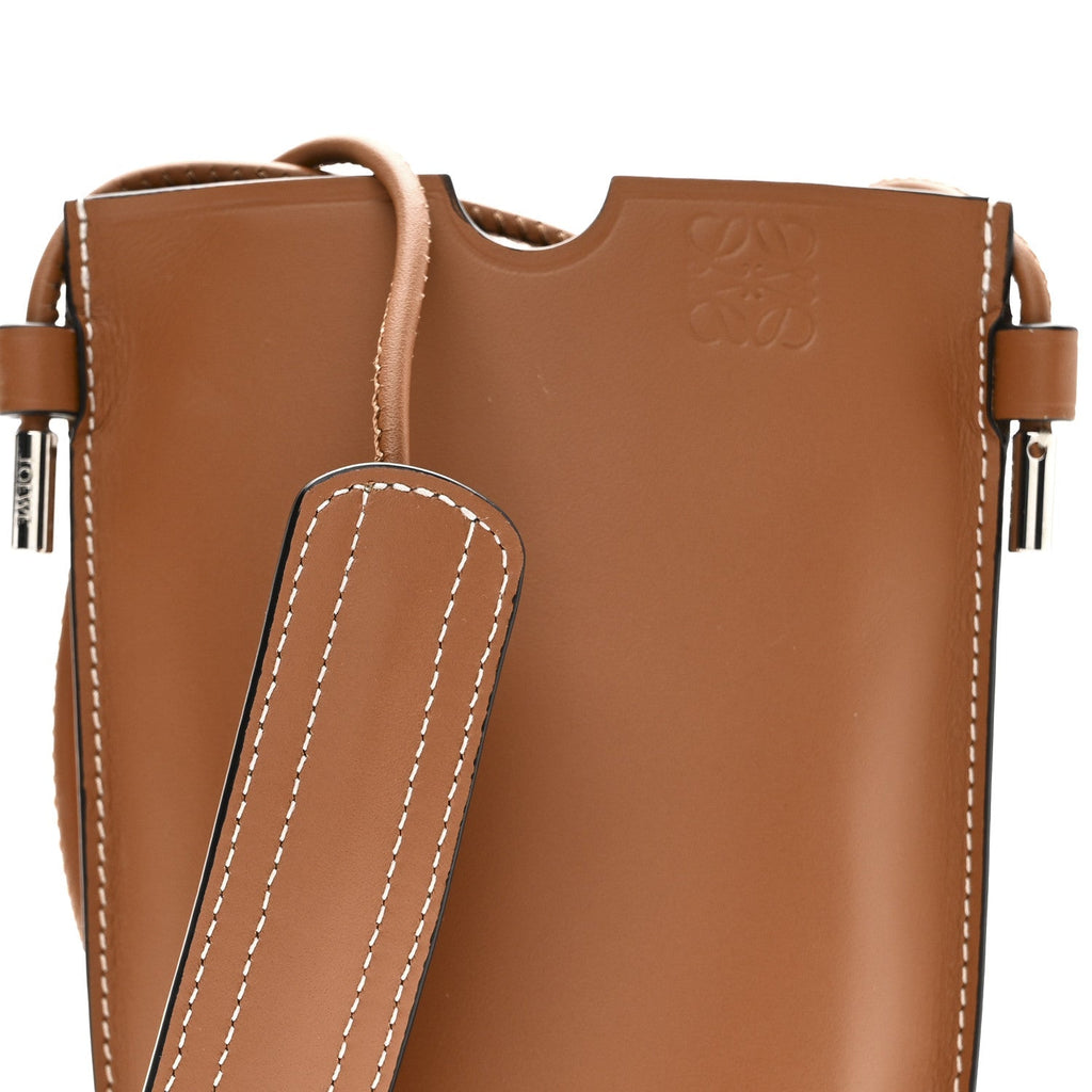 Smooth Calfskin Anagram Phone Pouch Tan