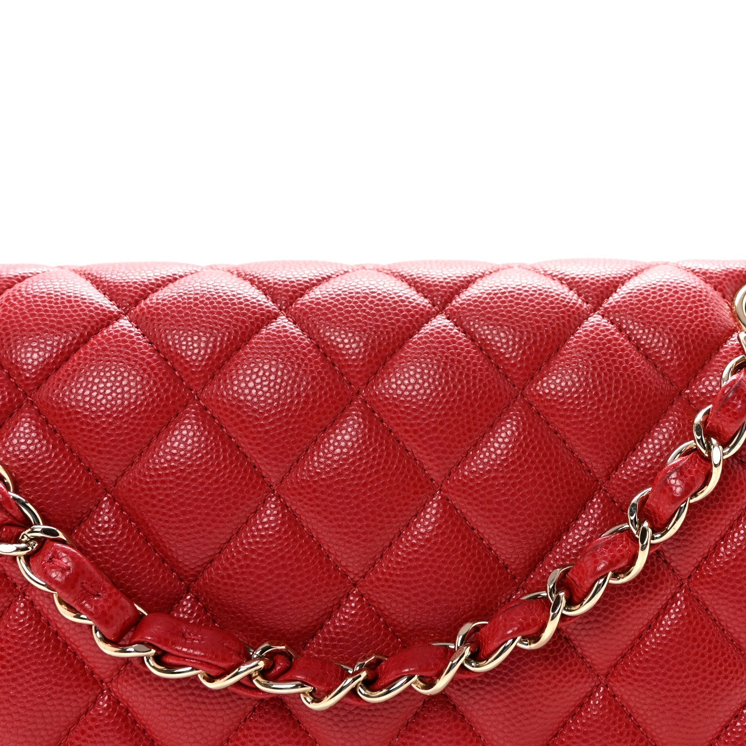 Caviar Quilted Medium Double Flap Red