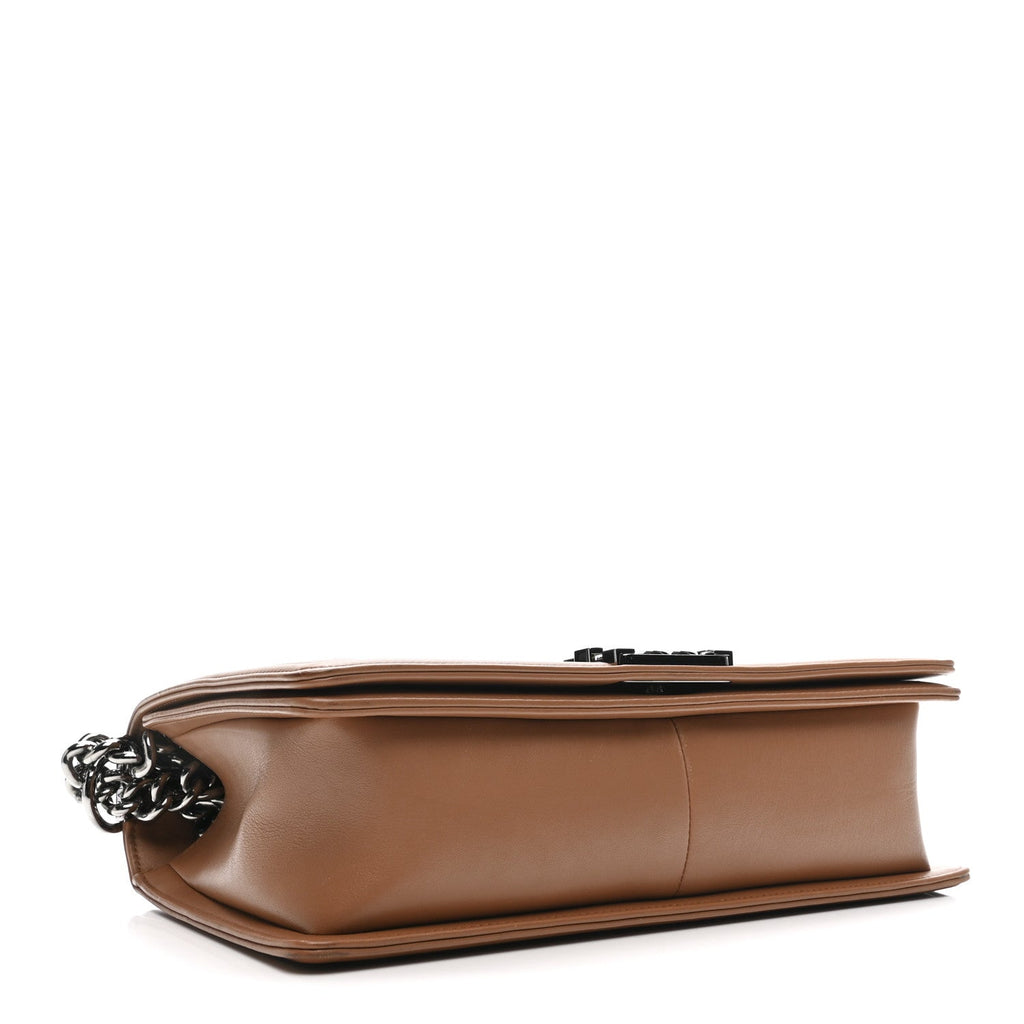 Calfskin Quilted New Medium Boy Flap Dark Beige