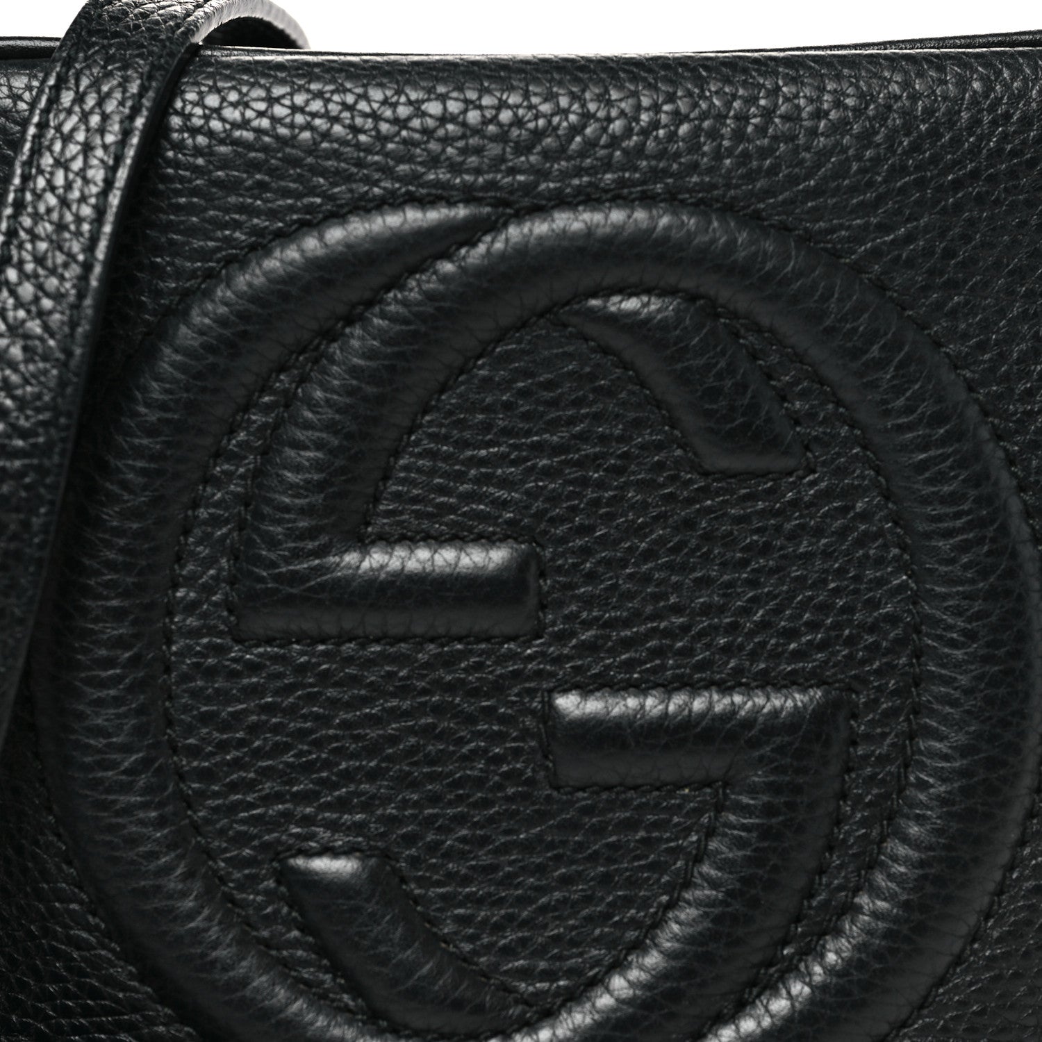 Pebbled Calfskin Small Soho Disco Bag Black