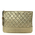 Metallic Aged Calfskin Quilted Medium Gabrielle Cosmetic Case  Gold