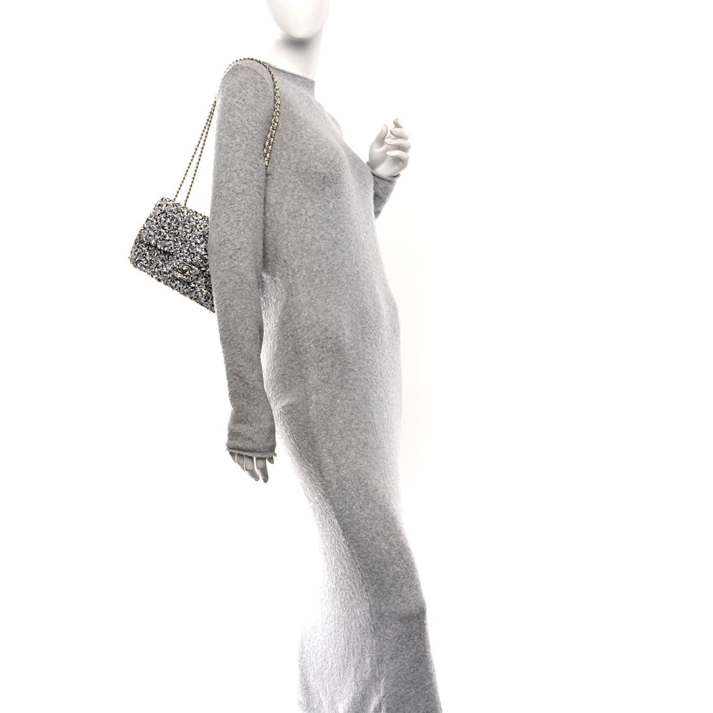Sequin Mini Flap Gray Black White Pearly White