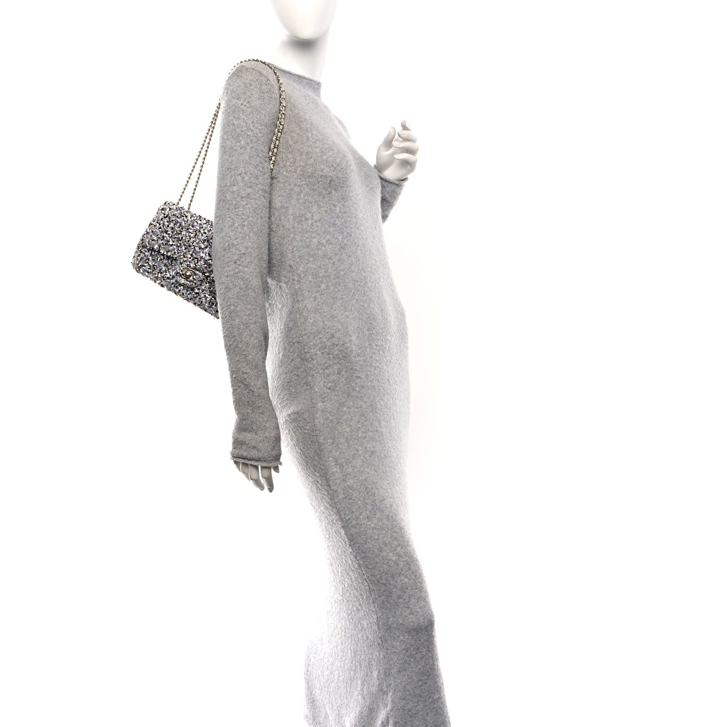 Sequin Mini Flap Gray Black White Pearly White