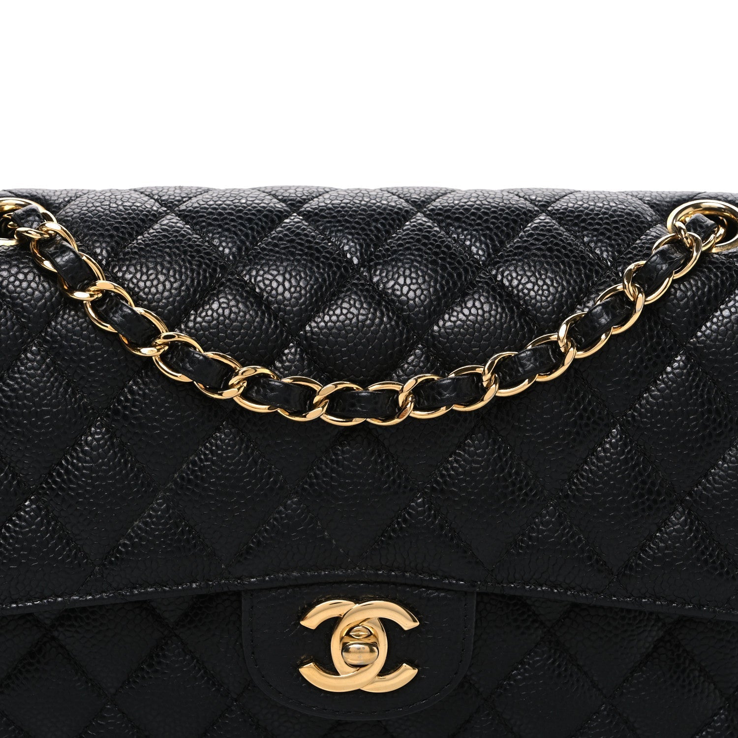 Caviar Quilted Medium Double Flap Black