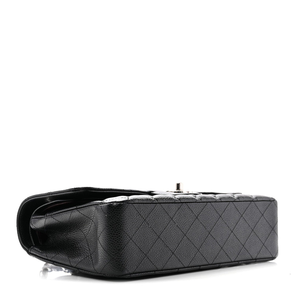 Caviar Quilted Medium Double Flap Black