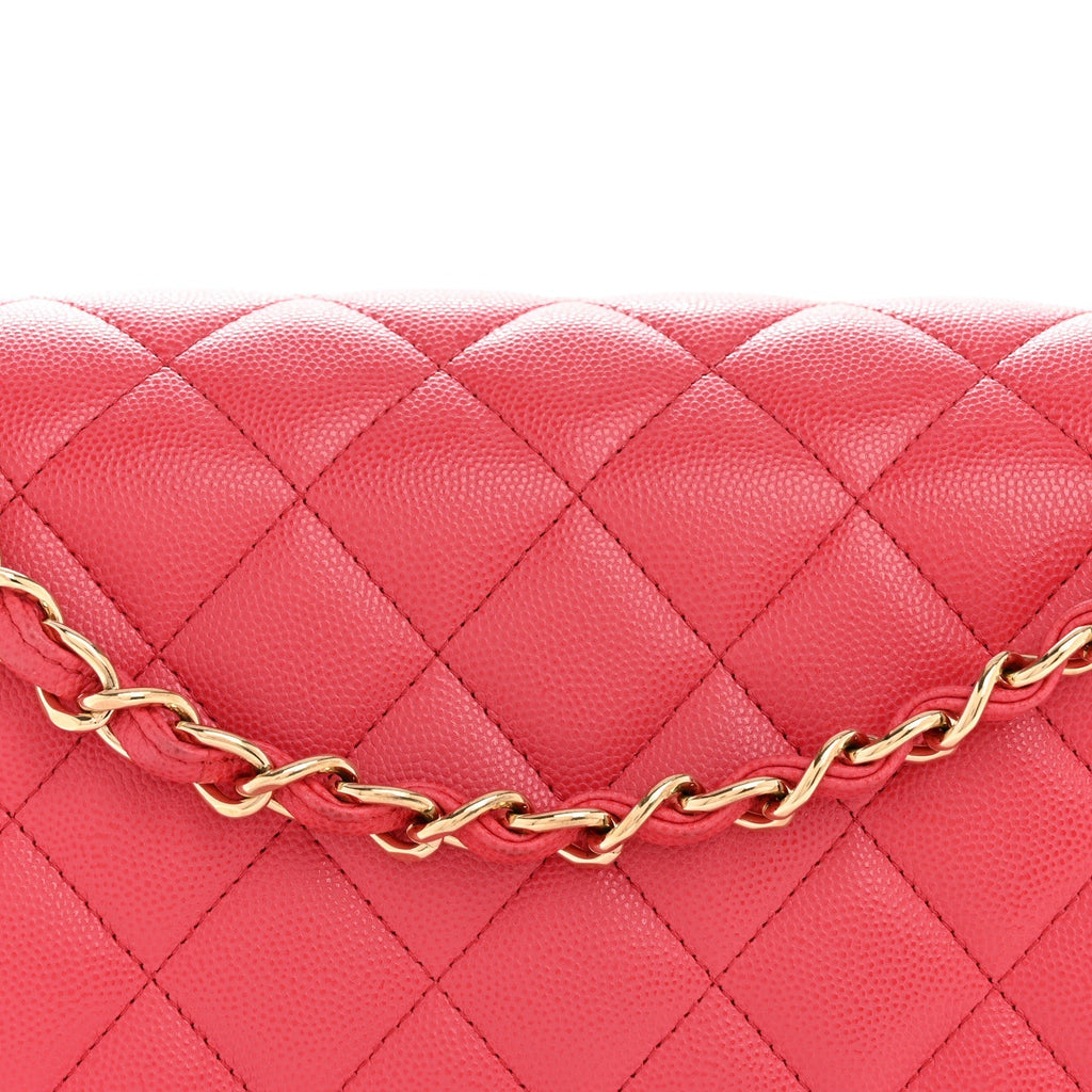 Caviar Quilted Jumbo Double Flap Dark Pink