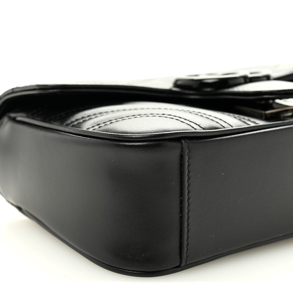 Calfskin Matelasse Monochrome Mini GG Marmont Shoulder Bag Black