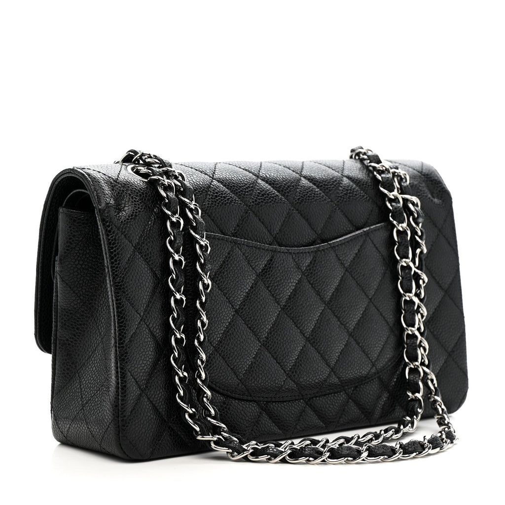 Caviar Quilted Medium Double Flap Black