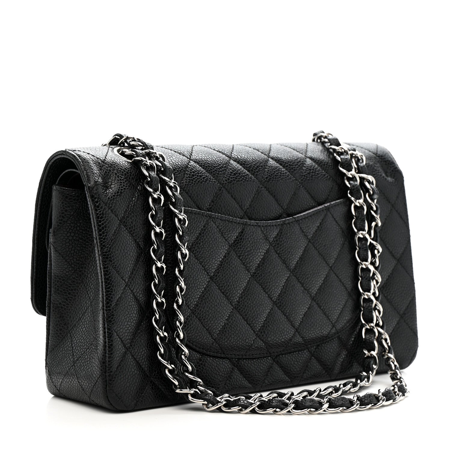 Caviar Quilted Medium Double Flap Black